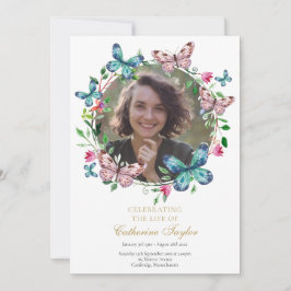 Invitación Butterflies Foto Funeral Orden Del Servicio Progra