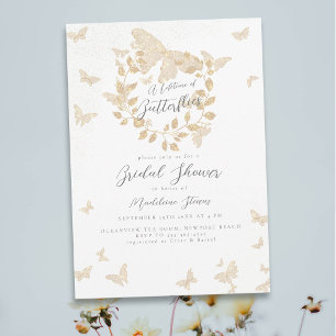 Invitación Butterflies Gold Eucalipto Ducha de novias