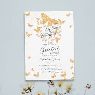 Invitación Butterflies Gold Romantic Brillante