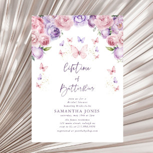 Invitación Butterflies Pink Purple Briple Shower