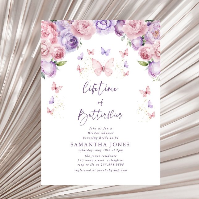 Invitación Butterflies Pink Purple Briple Shower (Subido por el creador)