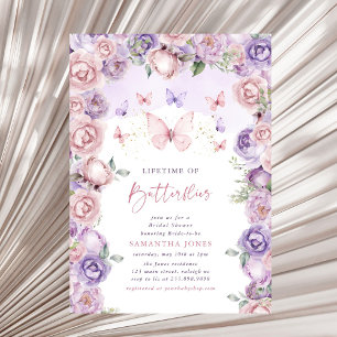 Invitación Butterflies Pink Purple Briple Shower
