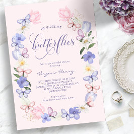 Invitación Butterflies rosa ducha de novia