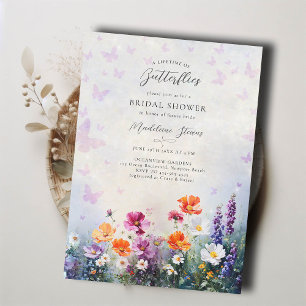 Invitación Butterflies Wildflowers Lilac Garden Bridal Shower
