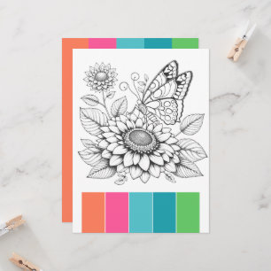Invitación Butterfly Adulto Coloring Card Art Therapy