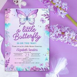Invitación Butterfly Baby Shower for Girl | Pink & purple
