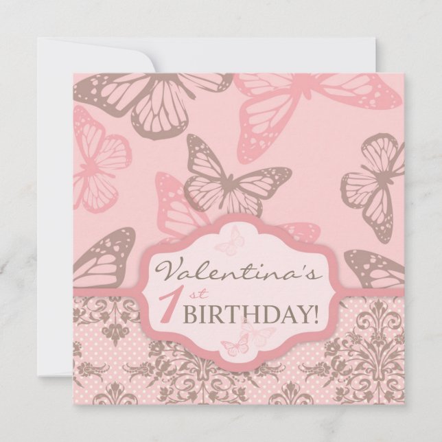 Invitación Butterfly besa invitacita de cumpleaños Petal2 (Anverso)