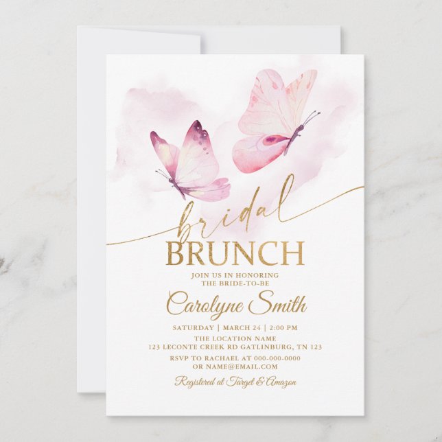 Invitación Butterfly Bridal Brunch Bridal Bridal Shower (Anverso)
