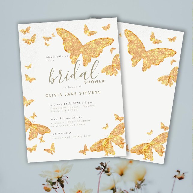 Invitación Butterfly Bridal Shower Gold Elegant Classic (Subido por el creador)