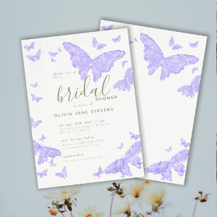 Invitación Butterfly Bridal Shower Lilac Gold Elegant Boho