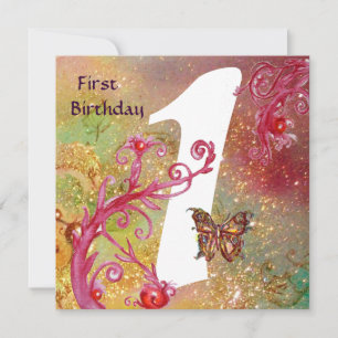 Invitación BUTTERFLY EN SPARKLES 2 , Primera fiesta de cumple