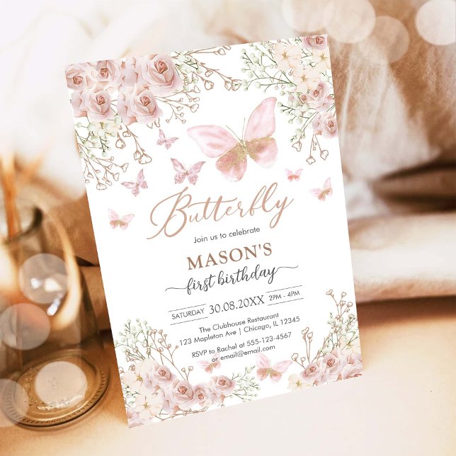 Invitación Butterfly Fairy Pink Girl Birthday Invitation (Subido por el creador)