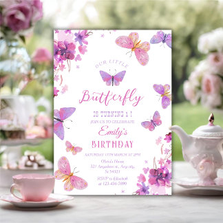 Invitación Butterfly First Birthday