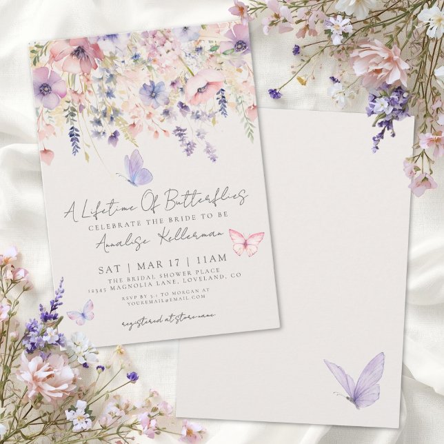Invitación Butterfly Floral Bridal Shower (Butterfly Floral Bridal Shower Invitation)