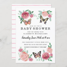 Butterfly Florals Pink Baby Girl Baby Shower