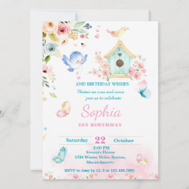 Invitación butterfly garden first birthday invitation
