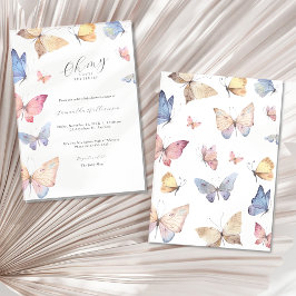 Invitación Butterfly Girl Baby Shower Watercolor Invitation