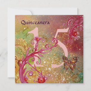Invitación BUTTERFLY IN GOLD SPARKLES Quinceanera Cumpleaños