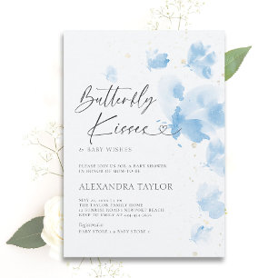 Invitación Butterfly Kiss Dreamy Watercolor Bebé Ducha