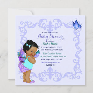 Invitación Butterfly Princess Baby Girl Lavender