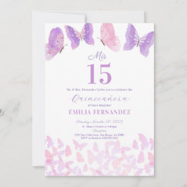 Invitación Butterfly Quinceanera 15th Birthday Invitationn