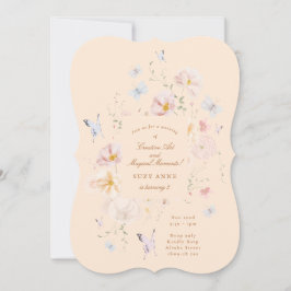 Invitación Butterfly & Soft Floral Girls Third Kids Birthday