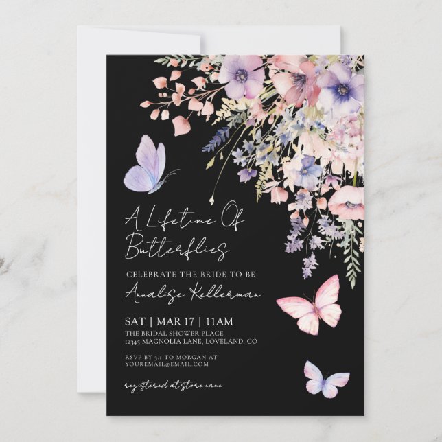Invitación Butterfly Wildflower Bridal Shower (Anverso)