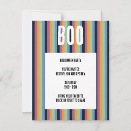 Invitación ¡Buuu! Halloween con rayas verticales silenciadas