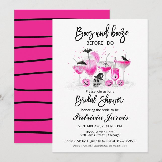 Invitación Buuus y Bebidas Antes de que Me Case Fiesta de Des (Anverso / Reverso)