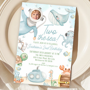 Invitación Buzo Azul Dos Cumpleaños Mar