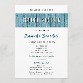 Invitación Buzón azul rústico Madera ducha de novia moderna