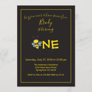 Invitación Buzz en la fiesta de primer cumpleaños de Bee