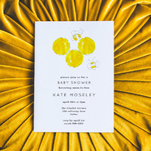 Invitación Buzzing BeeYellow Watercolor Honeycomb Baby Shower
