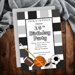Invitación BW Bloque de color Todas las fiestas de cumpleaños