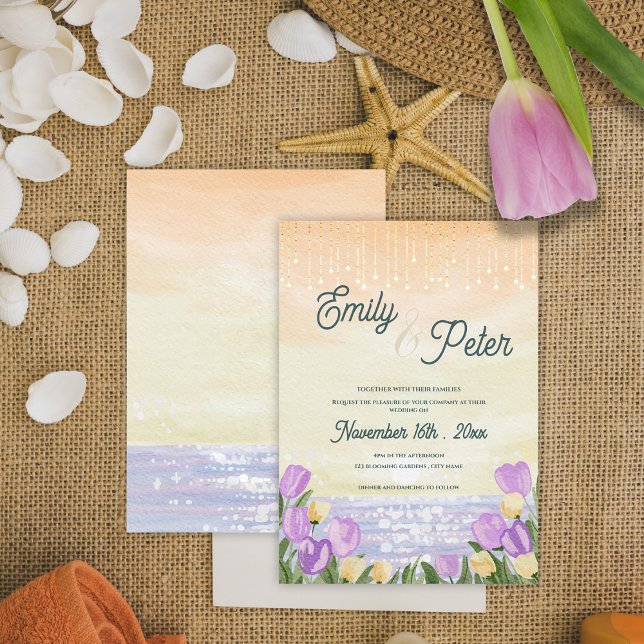 Invitación “By the Sea” Watercolor Beach Wedding (“By the Sea” Watercolor Beach Wedding Invitation)