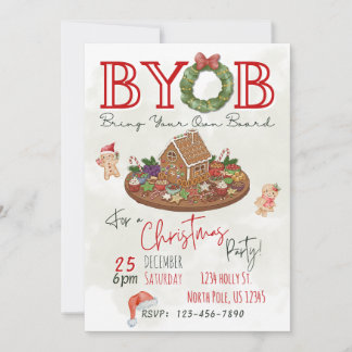 Invitación BYOB Charcuterie Board Christmas Party Invite