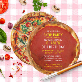 Invitación BYOP Construye Tu Propia Pizza Fiesta de Cumpleaño