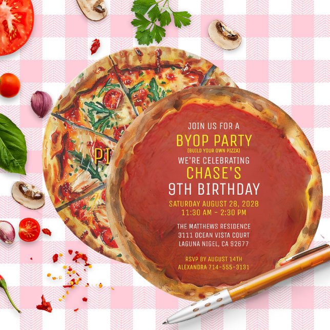 Invitación BYOP Construye Tu Propia Pizza Fiesta de Cumpleaño (Subido por el creador)