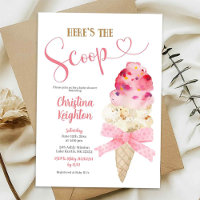 C6 Chica de cinta rosa Ice Cream Baby Shower