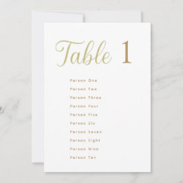 Invitación Cِustom Elegant Gold Table Number 1 Seating Chart