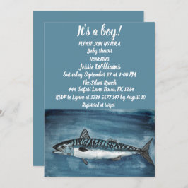 Invitación Caballa Cuta Debajo del mar Náutico Niño Azul