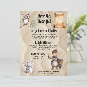 Invitación Caballero del Rey Escuchad Cumpleaños Medieval Ren