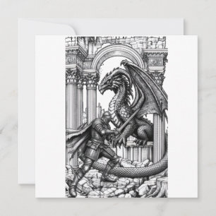 Invitación Caballero épico vs fantasía de dragón
