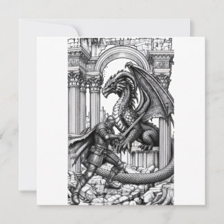 Invitación Caballero épico vs fantasía de dragón