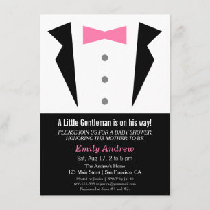 Invitación Caballero moderno Tuxedo Bow Tie Baby Boy Shower