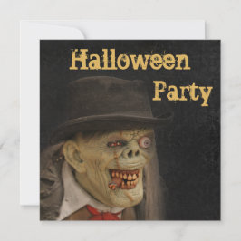 Invitación Caballero Zombie & Cigarro Halloween Doble Cara