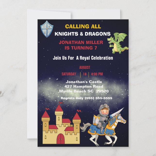 Invitación Caballeros Caballeros En La Fiesta De Cumpleaños D (Anverso)