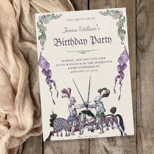 Invitación Caballeros cumpleaños medieval