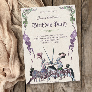 Invitación Caballeros cumpleaños medieval