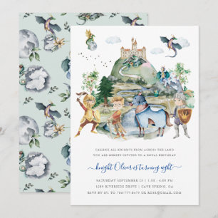 Invitación Caballeros & Dragones   Cumpleaños Medieval Real